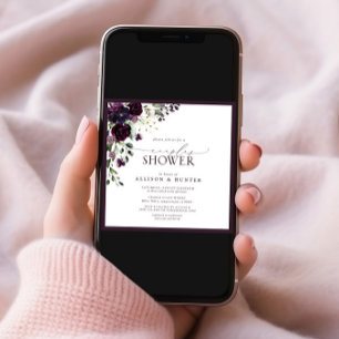 Invitación Elegante Plum Púrpura Agua Ducha Parejas