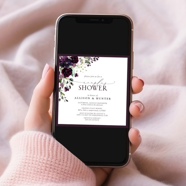 Invitación Elegante Plum Púrpura Agua Ducha Parejas (Subido por el creador)