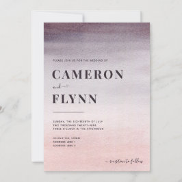 Invitación Elegante Plum Rosa Ombre color de agua Boda modern