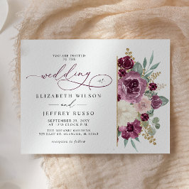 Invitación Elegante Pluma Moderna Boda Botánica de Oro Floral
