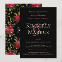 Elegante Poinsettia Monograma Claret Rojo