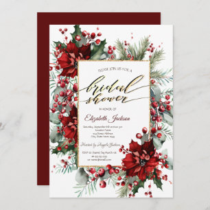 Invitación Elegante Poinsettia Winter Bridal Shower