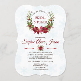 Invitación Elegante Poinsettia Winter Wreath Bridal Shower
