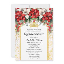 Elegante Poinsettias Floral Quinceañera Fiesta