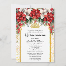Invitación Elegante Poinsettias Floral Quinceañera Fiesta