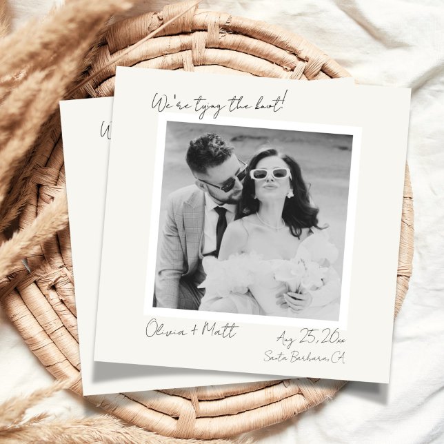 Invitación Elegante Polaroid Save the Date Boda (Elegant Polaroid Save the Date Wedding Invitation)
