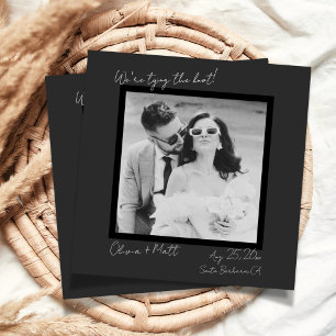 Invitación Elegante Polaroid Save the Date Boda Negro