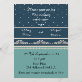 Invitación Elegante polka romántico vintage de damasco con bo