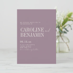 Invitación Elegante Polvo Púrpura Boda Formal Script Serif