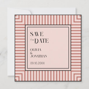 Invitación Elegante Polvo Tiras rosadas Simple Guardar la fec