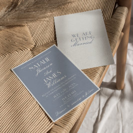 Invitación Elegante Polvoriento Azul Dinero Antiguo Clásico R