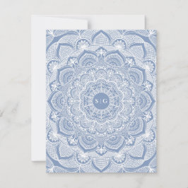 Invitación Elegante polvoriento azul encaje mandala clásico