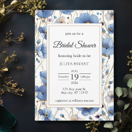 Invitación Elegante polvoriento azul floral Bridal Shower