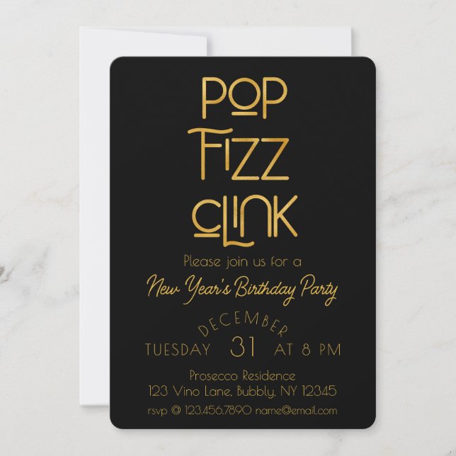 Invitación Elegante Pop Fizz vincula fiesta de cumpleaños de  (Anverso)