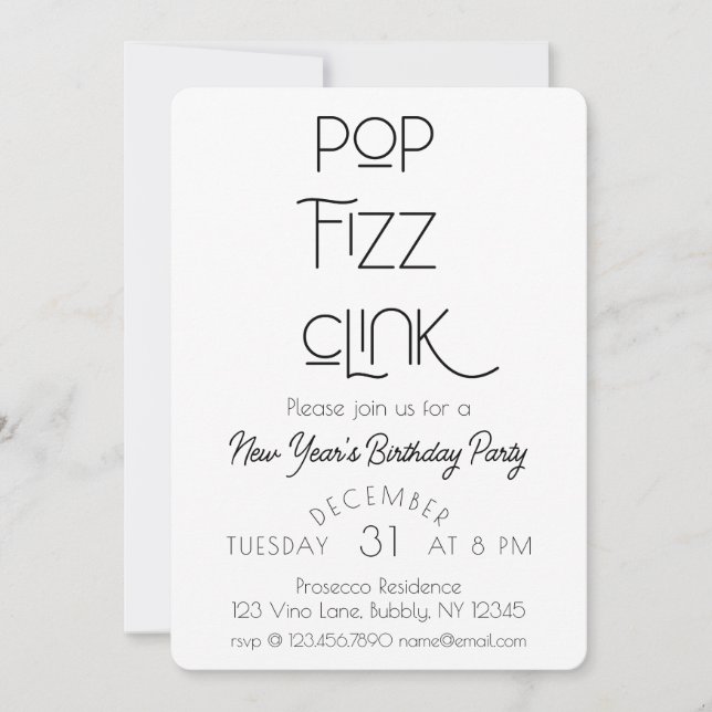 Invitación Elegante Pop Fizz vincula fiesta de cumpleaños de  (Anverso)