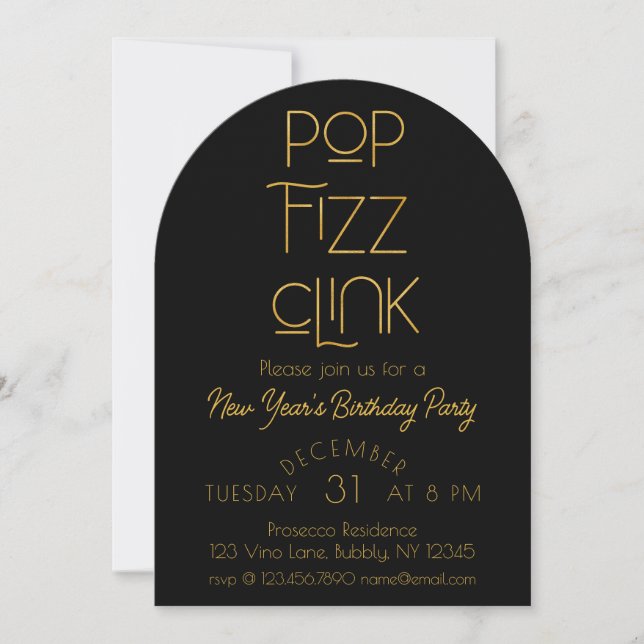 Invitación Elegante Pop Fizz vincula fiesta de cumpleaños de  (Anverso)