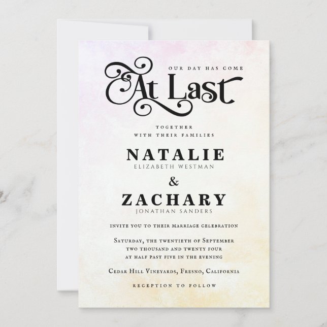 Invitación Elegante Por Fin Nuestro Día Ha Llegado Boda (Anverso)