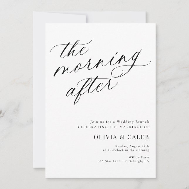 Invitación Elegante Por La Mañana Después Del Boda Brunch (Anverso)