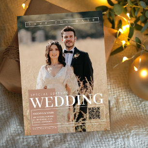 Invitación Elegante portada única de la revista Guarda la fec