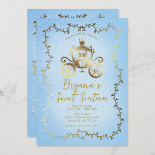 Invitación Elegante portaobjetos de oro Blue Storybook Sweet 