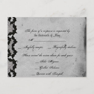 Invitación Elegante postal de Bat Lace Posh RSVP gótica