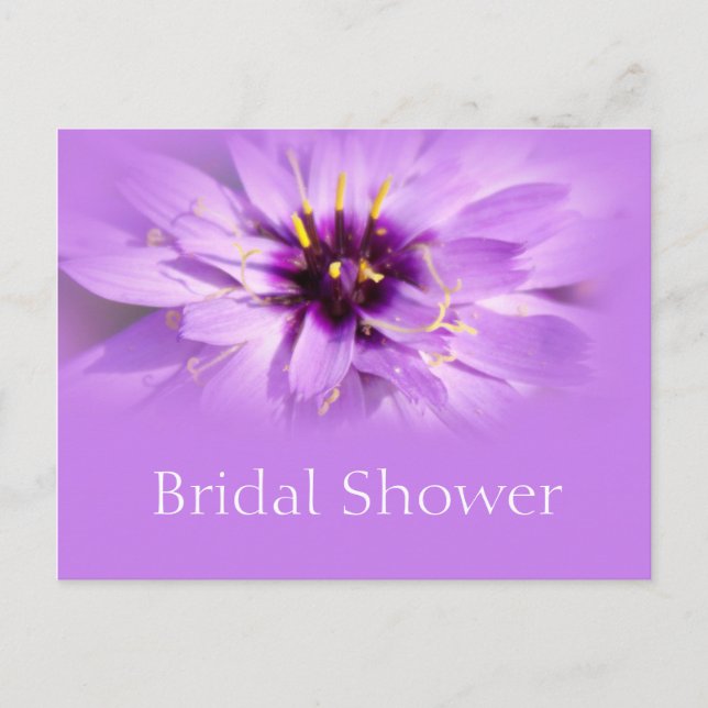 Invitación Elegante postal de la flor de margarita púrpura (Anverso)