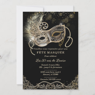 Invitación Elégante Pour Soirée Masquée Aniversario