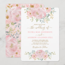 Elegante pozo floral rosa suave + Boda verde