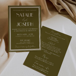 Invitación Elegante pradera de lujo retro todo en uno boda