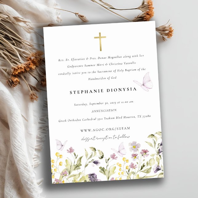 Invitación Elegante prado rosa elegante mariposa floral bauti (Subido por el creador)