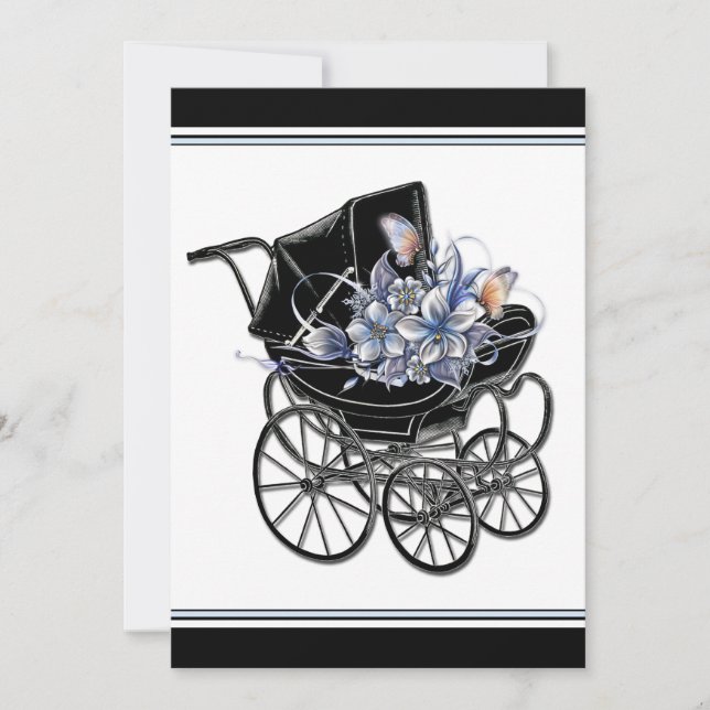 Invitación Elegante Pram Baby Shower (Anverso)