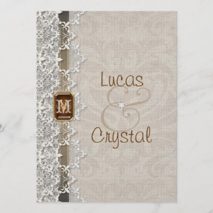 Invitación elegante preciosa de la boda del cordón