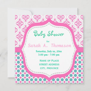 Invitación Elegante, preciosa ducha de bebé con flores rosa y