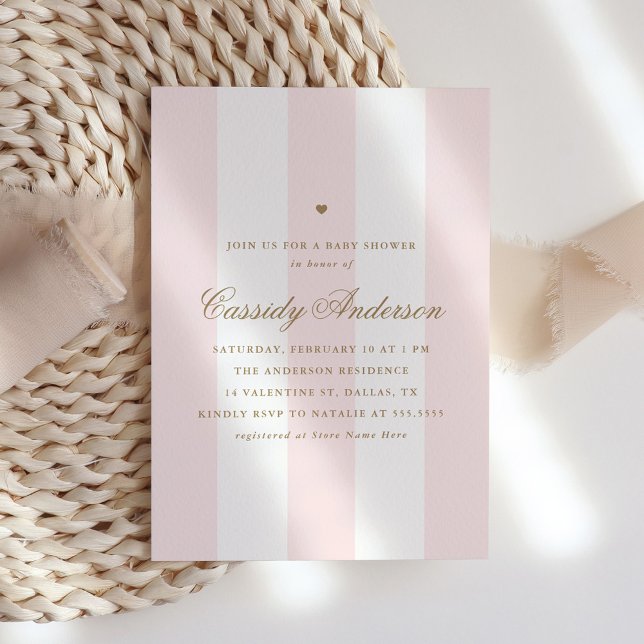 Invitación Elegante preppy banda rosa San Valentín Baby Showe (Subido por el creador)