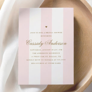 Invitación Elegante Preppy Moderno Stripe Rosa Bridal Shower