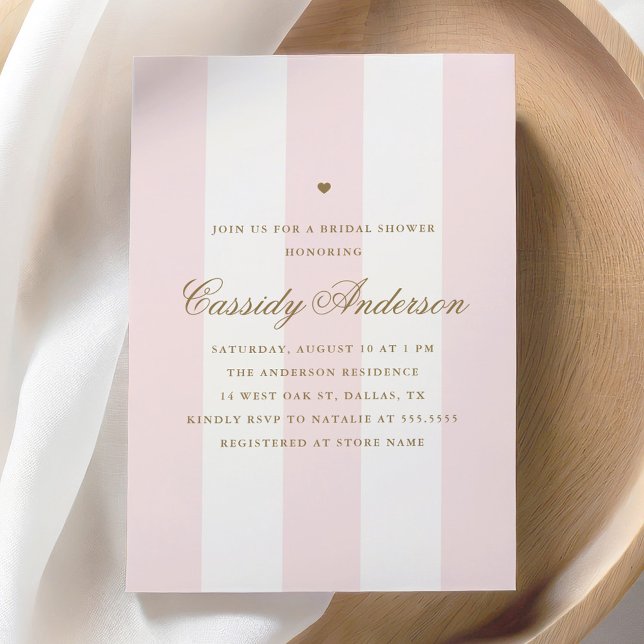 Invitación Elegante Preppy Moderno Stripe Rosa Bridal Shower (Subido por el creador)