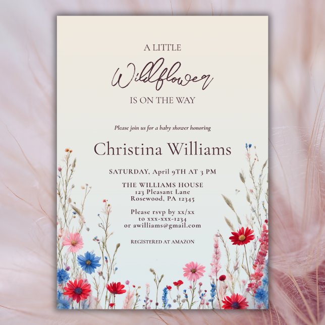 Invitación Elegante presupuesto Boho Spring Wildflower Baby S (Subido por el creador)