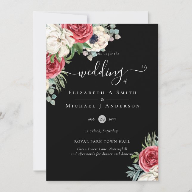 Invitación Elegante presupuesto de Boda floral azul blanco ro (Anverso)