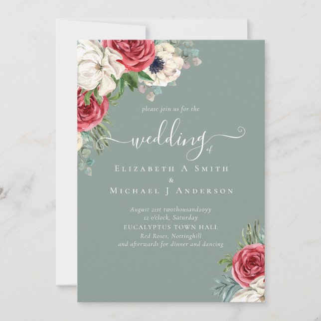 Invitación Elegante presupuesto de Boda floral azul blanco ro (Anverso)