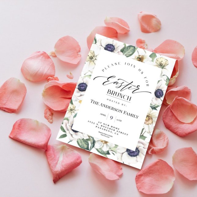 Invitación Elegante Primavera Acuarela Floral Brunch Inv (Subido por el creador)