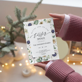 Invitación Elegante Primavera Acuarela Floral Cena De Pascua