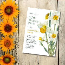 Invitación Elegante Primavera Amarillo Daffodil Cumpleaños Fl