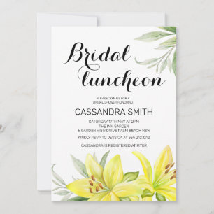Invitación Elegante Primavera Amarillo Lily Floral Bridal Lun