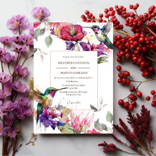 Invitación Elegante Primavera Flor rosa Flor Aves florales Bo