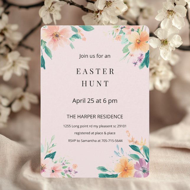 Invitación Elegante Primavera Floral Pascua Rosa (Subido por el creador)