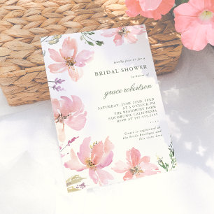 Invitación Elegante Primavera Floral Watercolor Bridal Shower