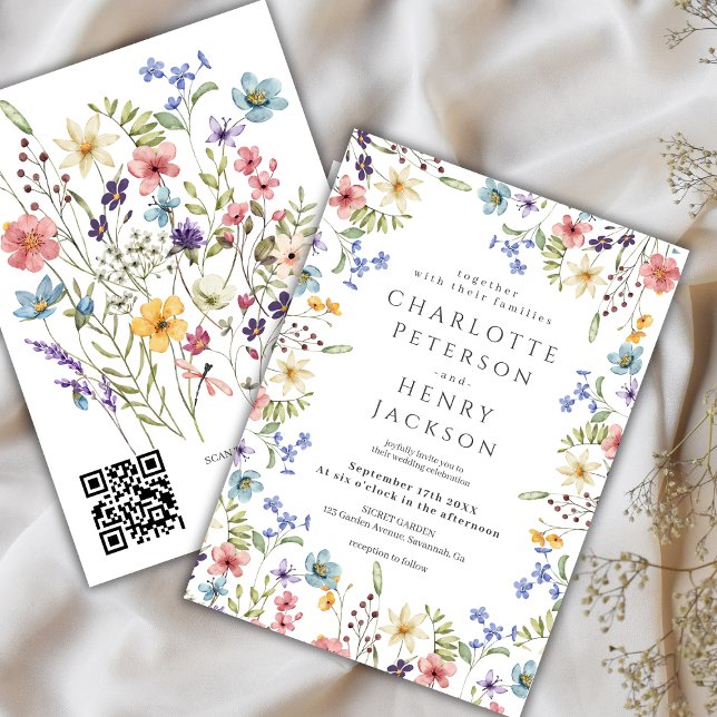 Invitación Elegante Primavera Rusa Flor silvestre Boda de cód (Subido por el creador)