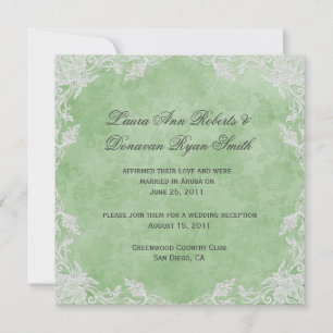 Invitación Elegante Primavera Verde Blanco Damasco tras boda