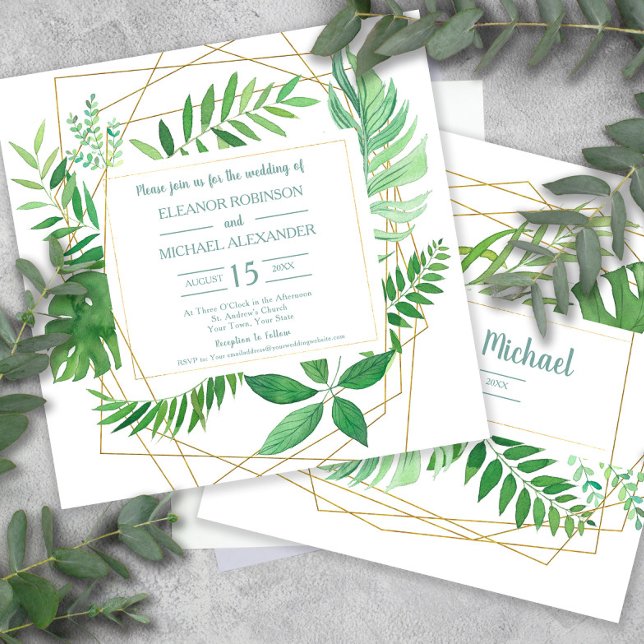 Invitación Elegante Primavera Verde o Boda Jardín de Verano (Subido por el creador)