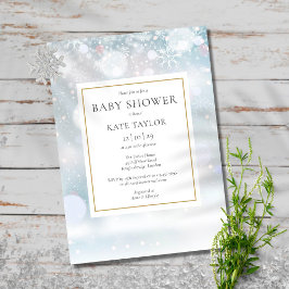Invitación Elegante primer invierno Snowflakes Baby Shower